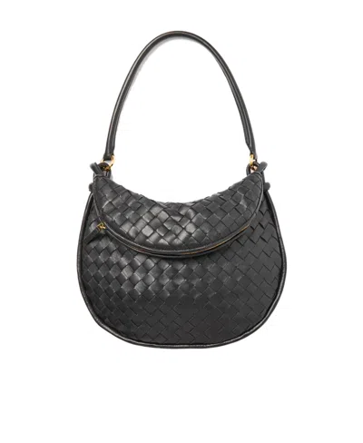 Bottega Veneta Medium Gemelli Leather Shoulder Bag In Black