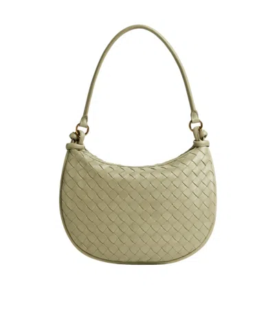 Bottega Veneta Medium Gemelli Leather Shoulder Bag In Nude