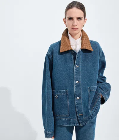 Bottega Veneta Medium Indigo Denim Jacket In Mid Blue