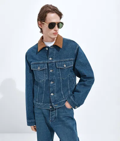 Bottega Veneta Denim Jacket Front Pockets Long Sleeves Collar In Blue