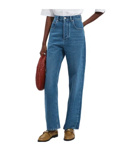 Bottega Veneta Medium Indigo Wide Leg Jeans In Blue