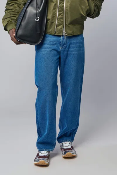 Bottega Veneta Medium Indigo Wide Leg Jeans In Blue