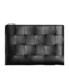 Bottega Veneta Medium Cassette Zip Pouch In Intrecciato Leather In Black