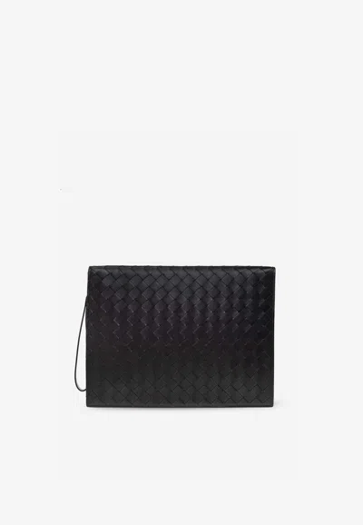 Bottega Veneta Medium Intrecciato Document Holder In Black