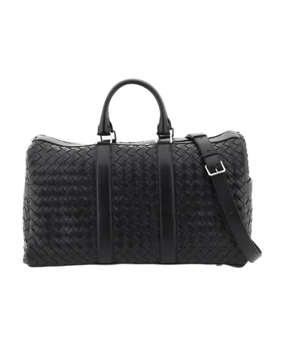 Bottega Veneta Medium Intrecciato Duffle Bag In Black