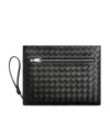 Bottega Veneta Medium Intrecciato Leather Clutch Bag In Black