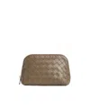 Bottega Veneta Half Moon Medium Intrecciato Leather Pouch In Brown