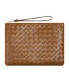 Bottega Veneta Medium Intreciato Knitted Flat Clutch In Brown