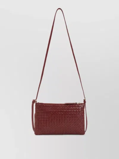 Bottega Veneta Medium Lambskin Clutch Bag In Burgundy