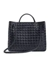 Bottega Veneta Black Medium Andiamo Bag In Blue