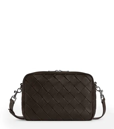 Bottega Veneta Medium Leather Intrecciato Camera Bag In Brown