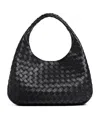 Bottega Veneta Medium Leather Intrecciato Campana Shoulder Bag In Black