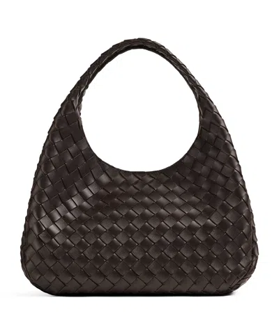 Bottega Veneta Medium Leather Intrecciato Campana Shoulder Bag In Brown