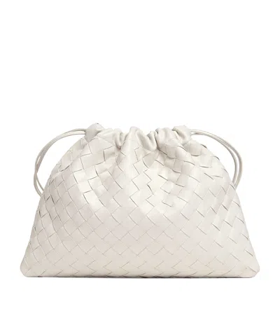 Bottega Veneta Medium Dustbag Intrecciato Leather Shoulder Bag In White