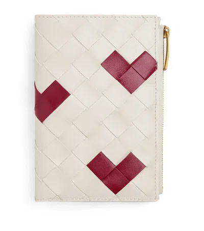 Bottega Veneta Medium Leather Intrecciato Weave Heart Bi-fold Wallet In Neutral