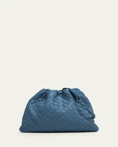 Bottega Veneta Medium Leather Pouch Bag In Blue