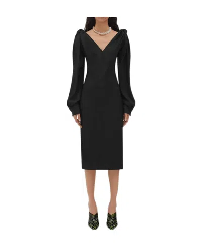 Bottega Veneta Medium-length Dress With Logo In Black