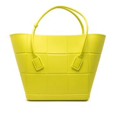 Pre-owned Bottega Veneta Medium Matte Rubber Arco Tote In Yellow