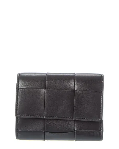 Bottega Veneta Intreccio Leather Bi-fold Wallet In Black