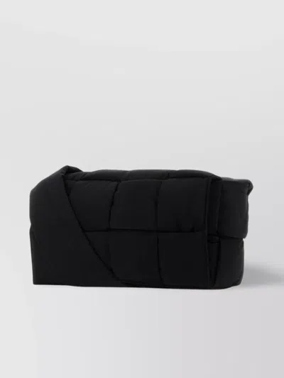 Bottega Veneta Padded Tech Cassette Messenger Bag In 1001 Black/papaya