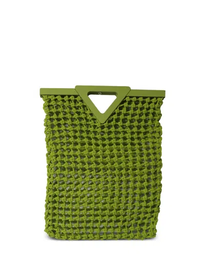 Pre-owned Bottega Veneta Medium Point Macramé Tote Bag In Yellow