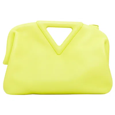 Pre-owned Bottega Veneta Medium Point Seagrass Yellow Smooth Leather Triangle Handle Bag