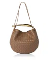 Bottega Veneta Medium Sardine Intrecciato Leather Shoulder Bag In Taupe/gold