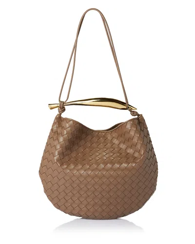 Bottega Veneta Medium Sardine Intrecciato Leather Shoulder Bag In Taupe/gold