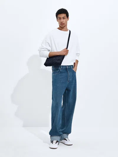 Bottega Veneta Turned Up Trousers Medium Indigo Washed In Blue