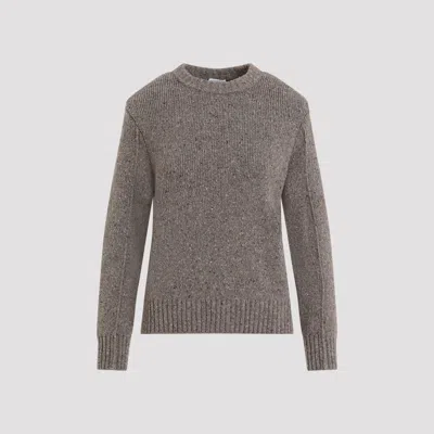 Bottega Veneta Medium Weight Wool Tailored Sweater Knitwear Beige In Brown