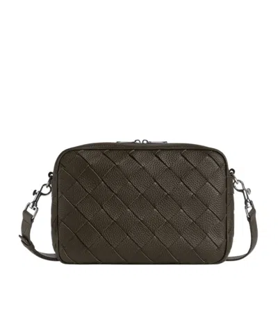 Bottega Veneta Medium Woven Crossbody Bag In Black