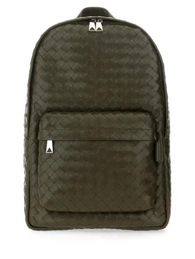 Bottega Veneta Medium Woven Leather Backpack For Men In Green | ModeSens