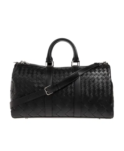 Bottega Veneta Medium Woven Travel Bag In Black