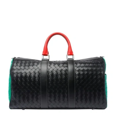 Bottega Veneta Medium Classic Intrecciato Colorblock Duffle Bag In Black Multi