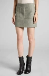 Bottega Veneta Structured Melange Mini Skirt In Green/fennel/white