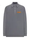 Bottega Veneta Mens Dark Grey Melange Melange Long-sleeve Cotton Polo Top Xl In Gray