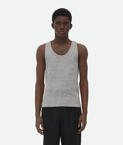 Bottega Veneta Melange Cotton Rib Tank Top In Light Grey Melange