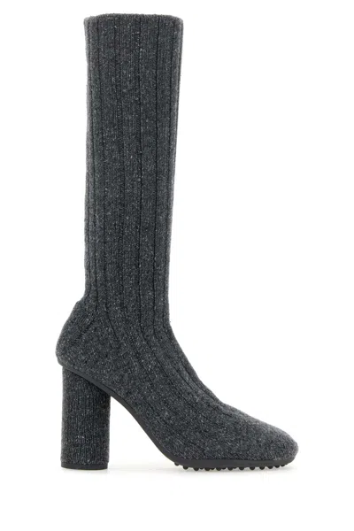 Bottega Veneta Melange Grey Fabric Atomic Ankle Boots In Gray