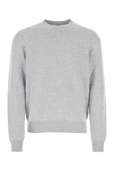 Bottega Veneta Melange Grey Stretch Cashmere Blend Sweater In Gray