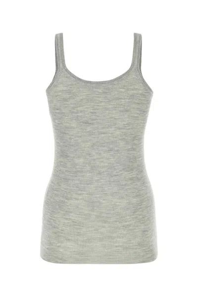 BOTTEGA VENETA MELANGE GREY WOOL TANK TOP