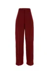 Bottega Veneta High Waist Wide-leg Wool Blend Trousers In Red