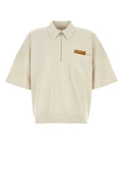 BOTTEGA VENETA MELANGE SAND COTTON POLO SHIRT