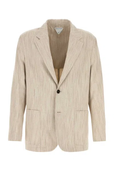 Bottega Veneta Melange Sand Viscose Blend Blazer In Neutral