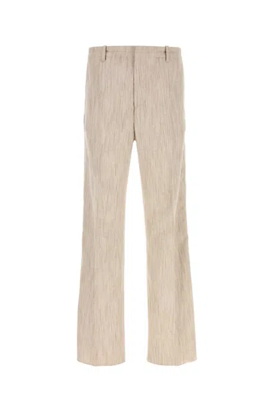 BOTTEGA VENETA MELANGE SAND VISCOSE BLEND PANT