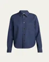 Bottega Veneta Melange Wool Cotton Drill Button-down Shirt In Blue