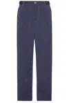 Bottega Veneta Melange Wool Cotton Drill Straight Trousers In Indigo