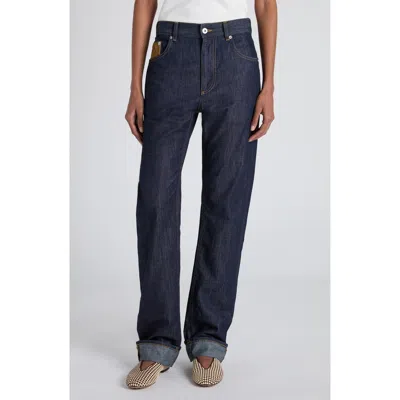Bottega Veneta Mélange Wool Drill Tapered Pants In Blue