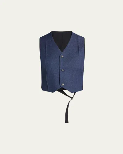 Bottega Veneta Melange Wool Drill Vest In Blue