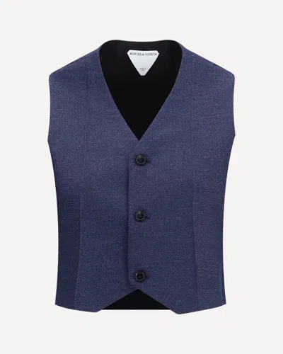 Bottega Veneta Mélange Wool Vest In Blue