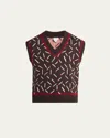 Bottega Veneta Men Brown Jacquard Vest With Matchstick Pattern In Bark